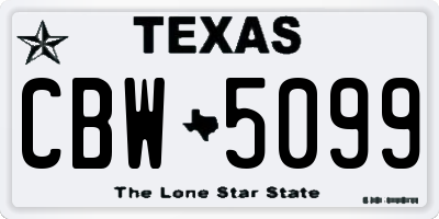 TX license plate CBW5099