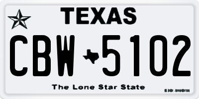 TX license plate CBW5102