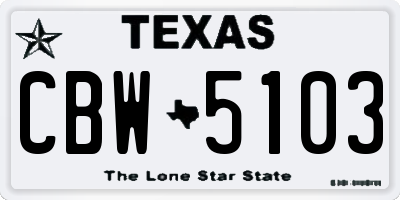 TX license plate CBW5103