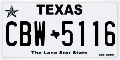TX license plate CBW5116