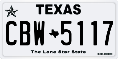 TX license plate CBW5117