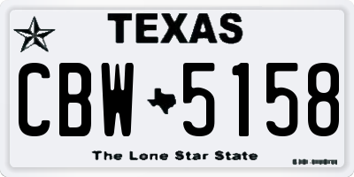 TX license plate CBW5158