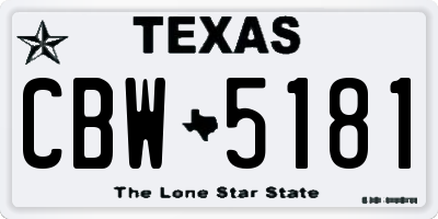 TX license plate CBW5181