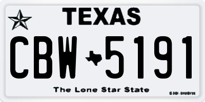 TX license plate CBW5191