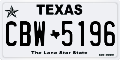 TX license plate CBW5196