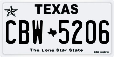 TX license plate CBW5206