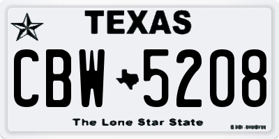 TX license plate CBW5208