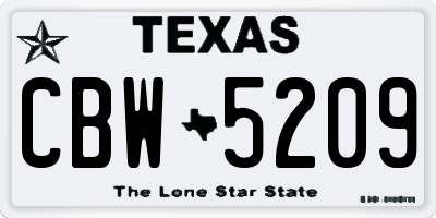 TX license plate CBW5209