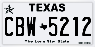 TX license plate CBW5212