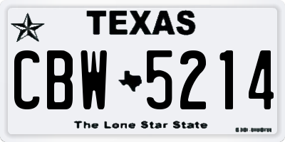 TX license plate CBW5214