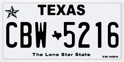 TX license plate CBW5216