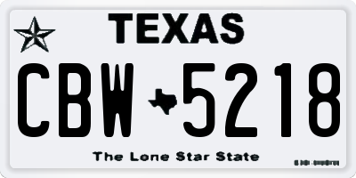 TX license plate CBW5218
