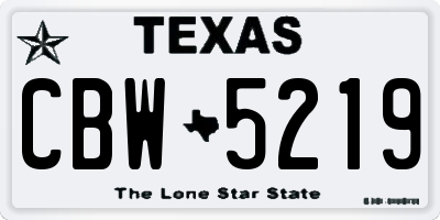 TX license plate CBW5219
