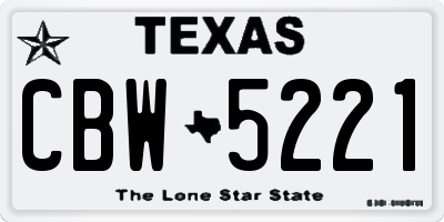 TX license plate CBW5221