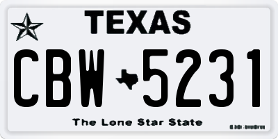 TX license plate CBW5231