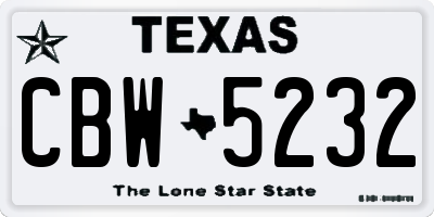 TX license plate CBW5232