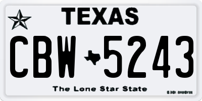 TX license plate CBW5243