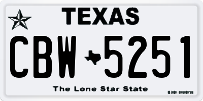 TX license plate CBW5251