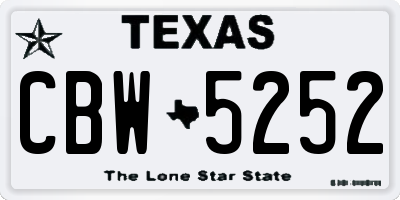 TX license plate CBW5252