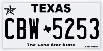 TX license plate CBW5253