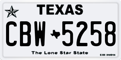TX license plate CBW5258