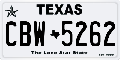 TX license plate CBW5262