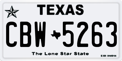 TX license plate CBW5263