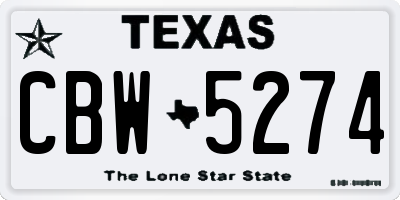 TX license plate CBW5274