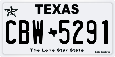 TX license plate CBW5291