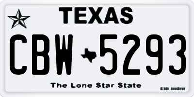 TX license plate CBW5293