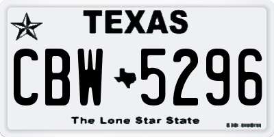TX license plate CBW5296