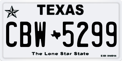 TX license plate CBW5299
