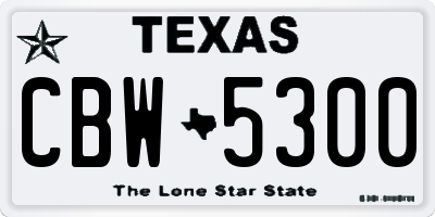 TX license plate CBW5300