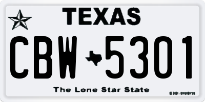 TX license plate CBW5301