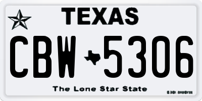 TX license plate CBW5306