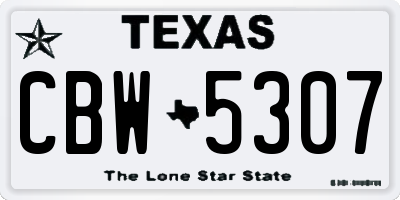 TX license plate CBW5307