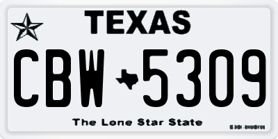 TX license plate CBW5309