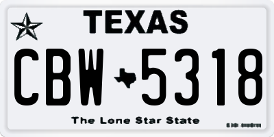 TX license plate CBW5318