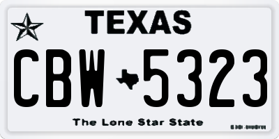TX license plate CBW5323