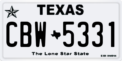 TX license plate CBW5331