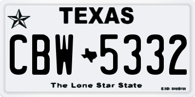 TX license plate CBW5332