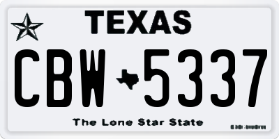 TX license plate CBW5337