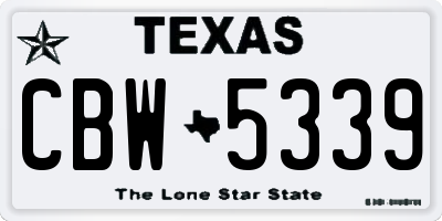 TX license plate CBW5339