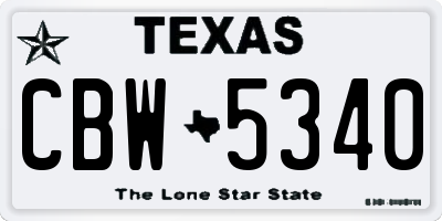 TX license plate CBW5340