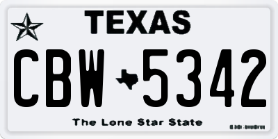 TX license plate CBW5342