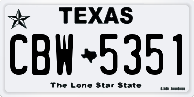 TX license plate CBW5351
