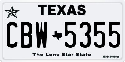 TX license plate CBW5355