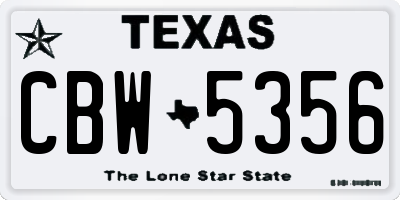TX license plate CBW5356