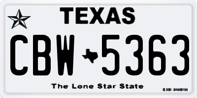 TX license plate CBW5363