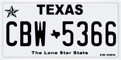 TX license plate CBW5366